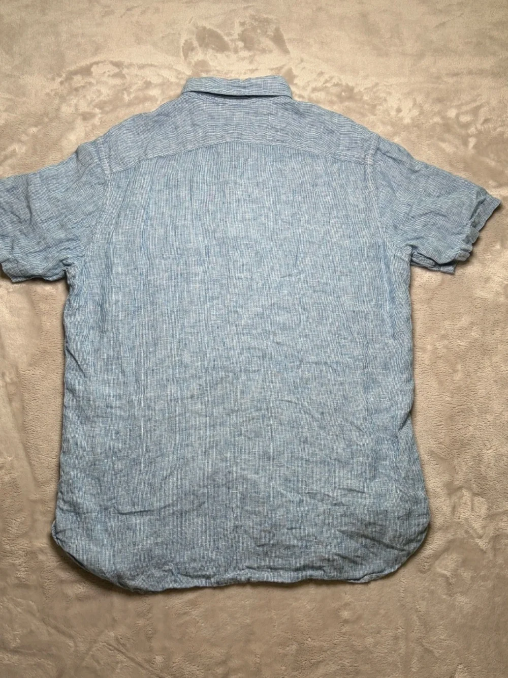 Banana Republic Button Down Shirt Mens M Blue 100% Linen Camden Fit Beach Preppy
